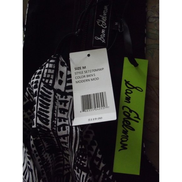Sam Edelman Shorts Romper Size Medium Black White Modern Geo Print Wrap V-neck - Picture 3 of 11